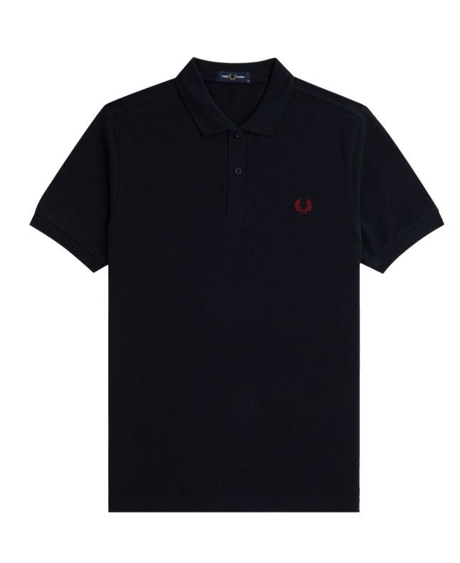 spezial madrid Fred Perry Slim Fit Plain Polo Navy & Burnt Red