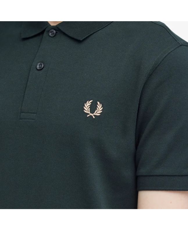 Spezial Madrid Fred Perry Slim Fit Plain Polo Night Green & Light Rust