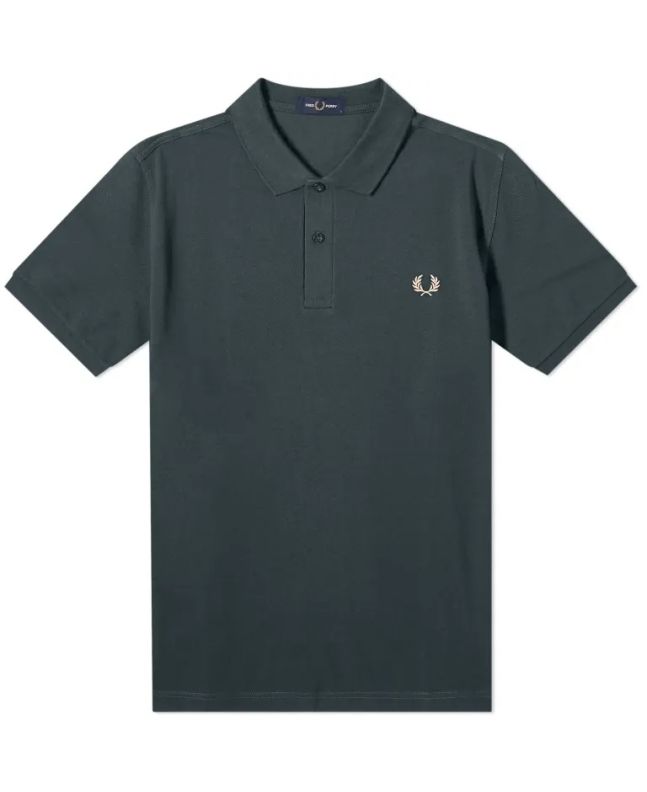 spezial madrid Fred Perry Slim Fit Plain Polo Night Green & Light Rust