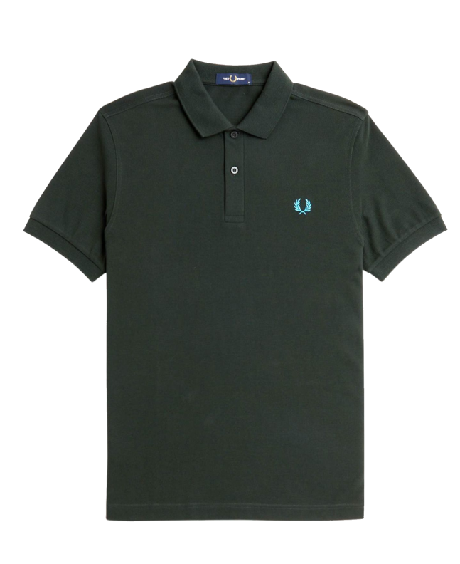 spezial madrid Fred Perry Slim Fit Plain Polo Night Green & Runaway Bay Ocean