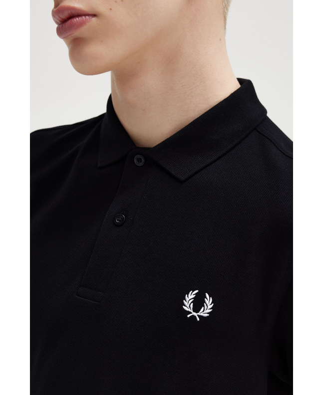 Spezial Madrid Fred Perry Slim Fit Plain Polo Uniform Black & Snow White
