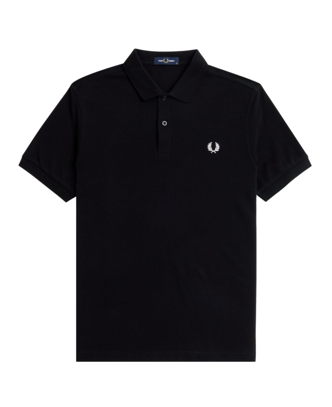 spezial madrid Fred Perry Slim Fit Plain Polo Uniform Black & Snow White