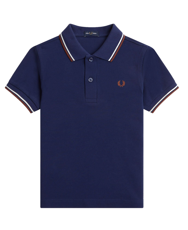 spezial madrid Fred Perry Slim Fit Twin Tipped Polo Dark ultramarine blue Ecru & Whiskey brown