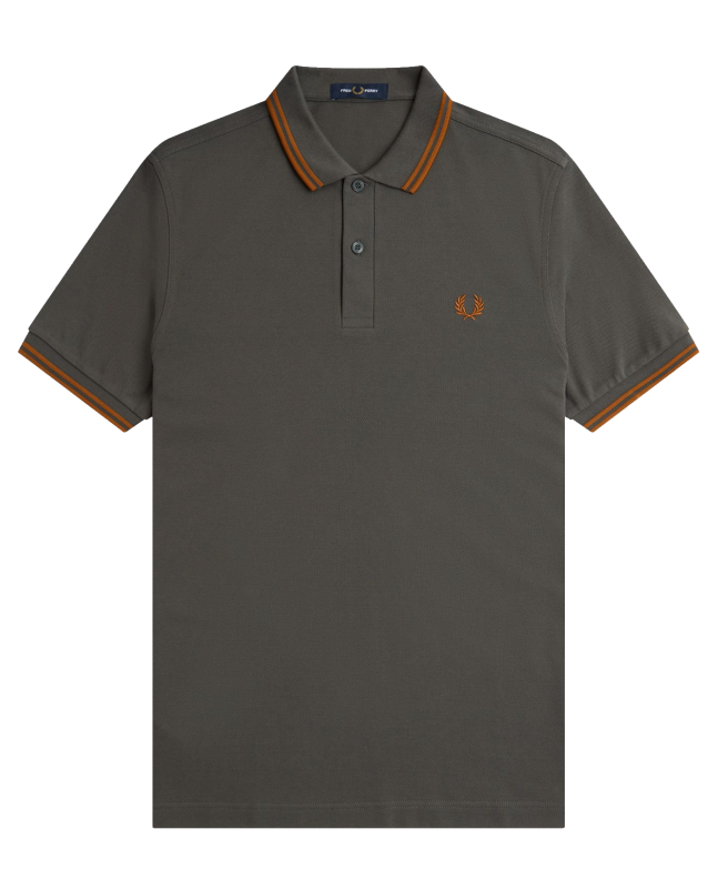 spezial madrid Fred Perry Slim Fit Twin Tipped Polo Field Green & Nut Flake