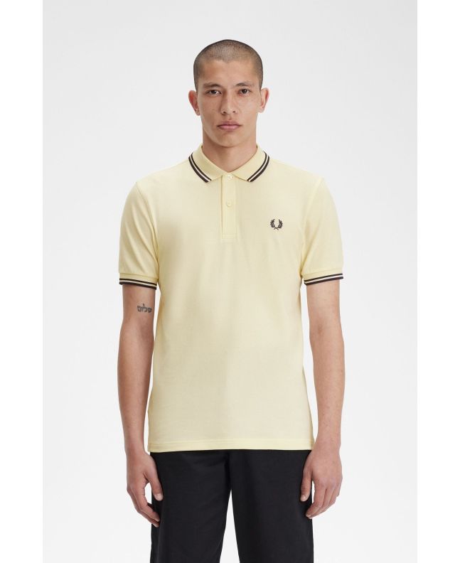 Spezial Madrid Fred Perry Slim Fit Twin Tipped Polo Ice Cream & French Navy