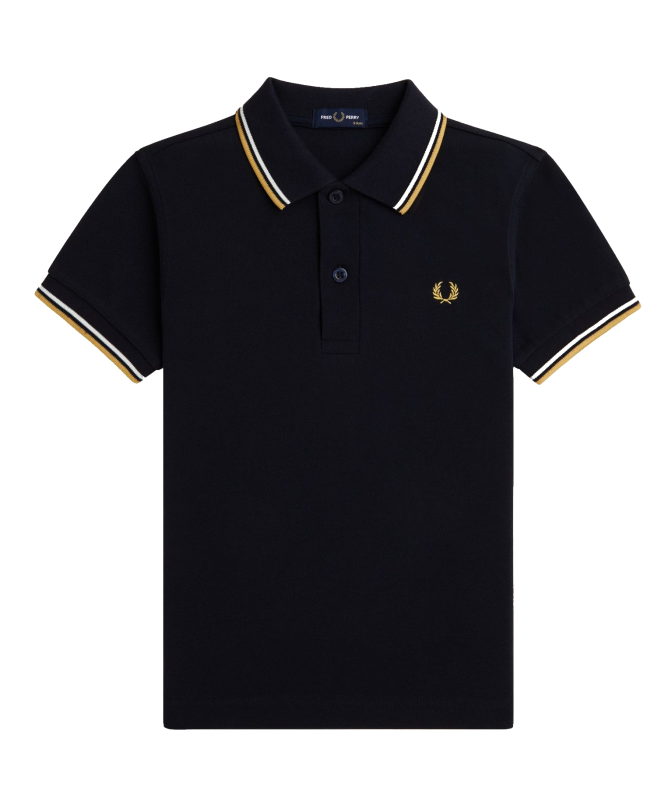 spezial madrid Fred Perry Slim Fit Twin Tipped Polo Navy Ecru & Honeycomb