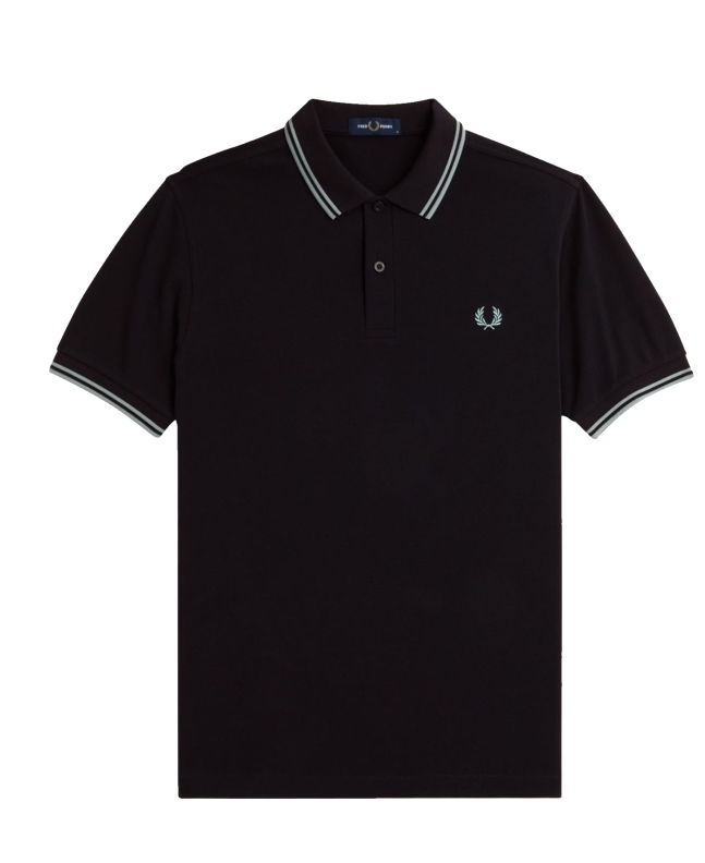 spezial madrid Fred Perry Slim Fit Twin Tipped Polo Navy & Silver Blue