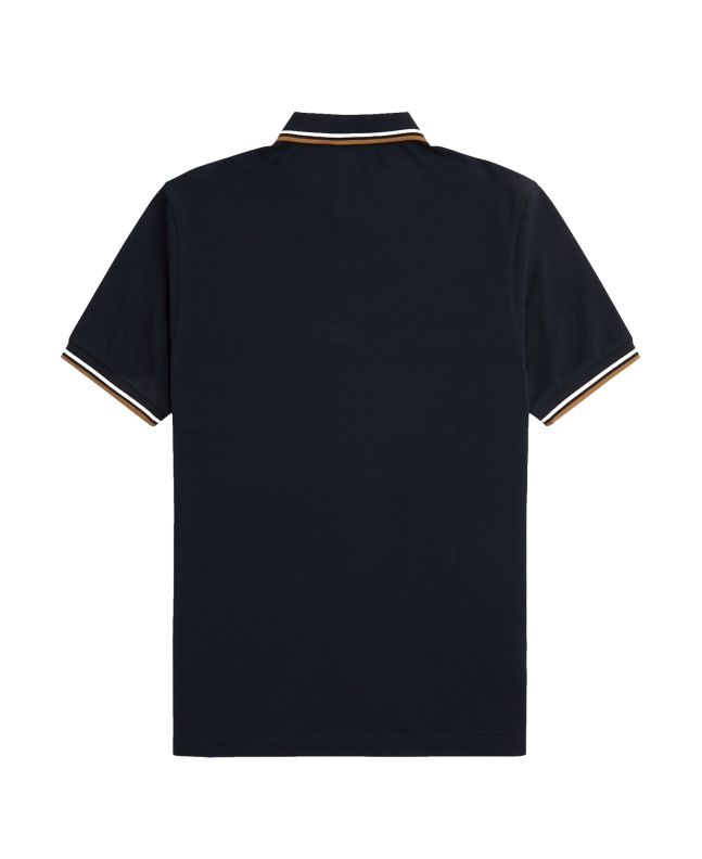 Spezial Madrid Fred Perry Slim Fit Twin Tipped Polo Navy Snow White & Shaded Stone
