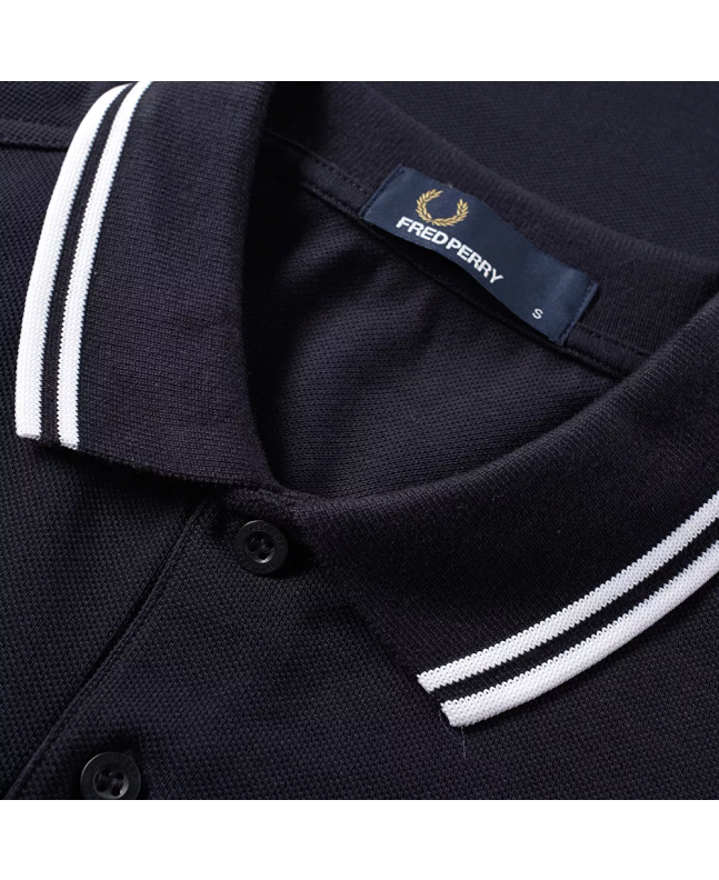 Spezial Madrid Fred Perry Slim Fit Twin Tipped Polo Navy & White