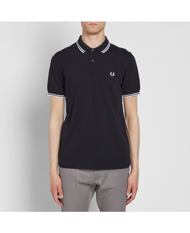 Spezial Madrid Fred Perry Slim Fit Twin Tipped Polo Navy & White