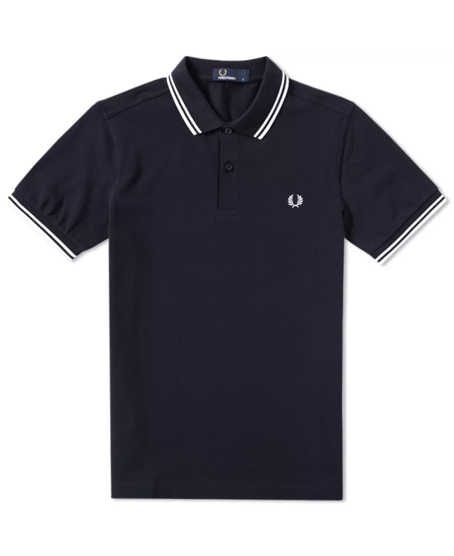spezial madrid Fred Perry Slim Fit Twin Tipped Polo Navy & White
