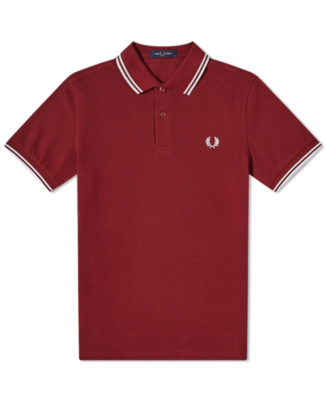 spezial madrid Fred Perry Slim Fit Twin Tipped Polo Port & White