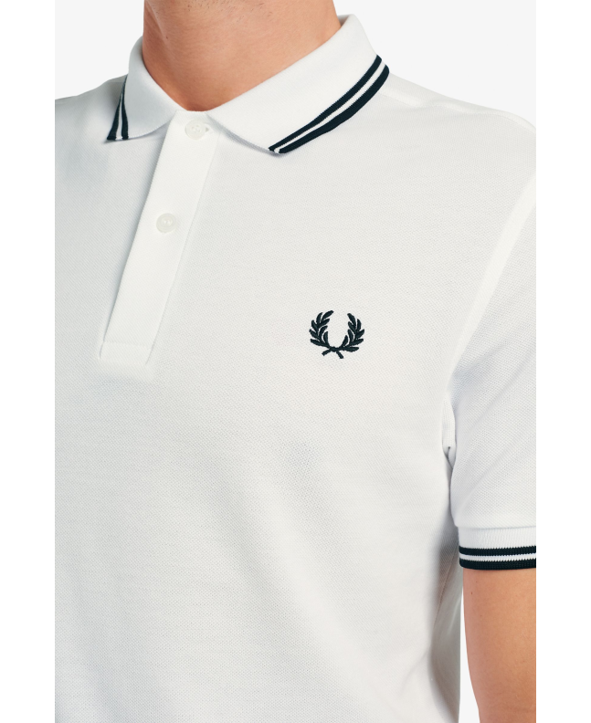 Spezial Madrid Fred Perry Slim Fit Twin Tipped Polo White & Black