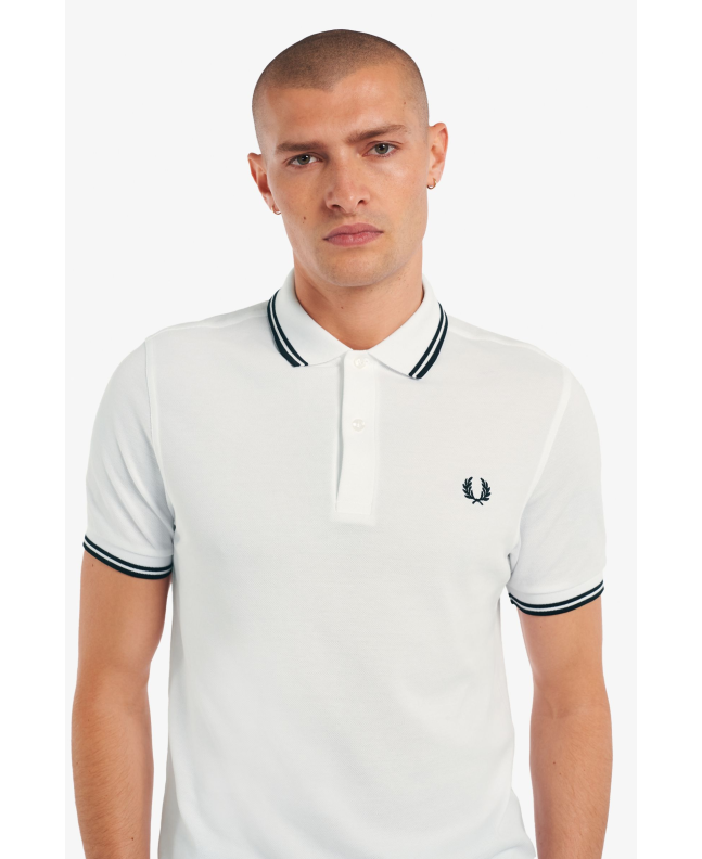 Spezial Madrid Fred Perry Slim Fit Twin Tipped Polo White & Black