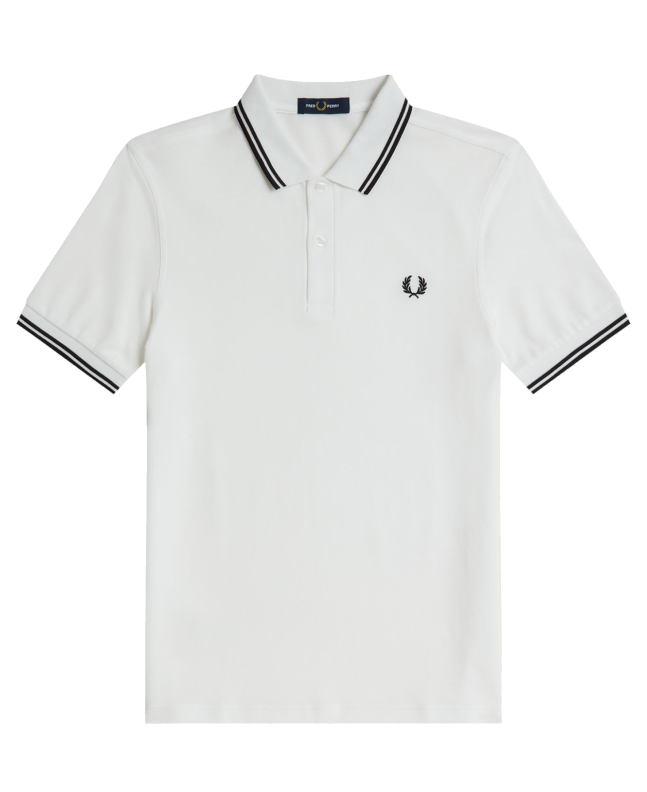 spezial madrid Fred Perry Slim Fit Twin Tipped Polo White & Black