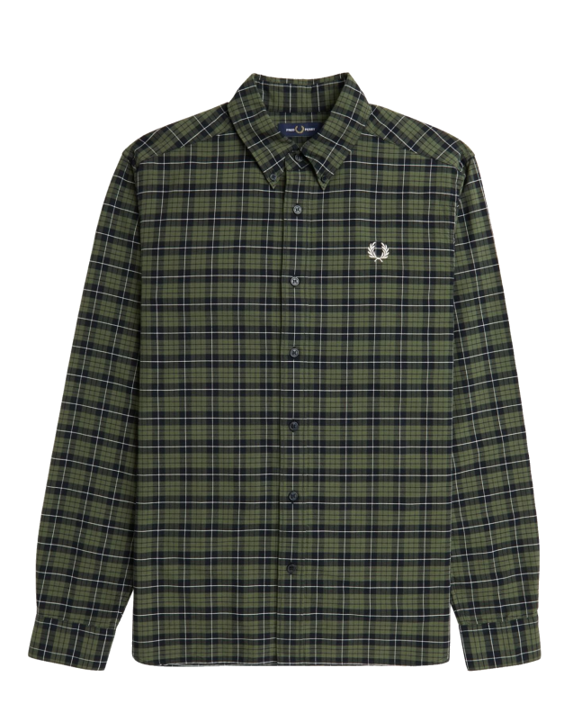 spezial madrid Fred Perry Tartan Oxford Shirt Green