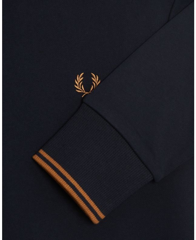 Spezial Madrid Fred Perry Tipped Hooded Sweatshirt Navy & Dark Caramel