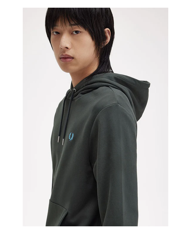 Spezial Madrid Fred Perry Tipped Hooded Sweatshirt Night Green & Ocean