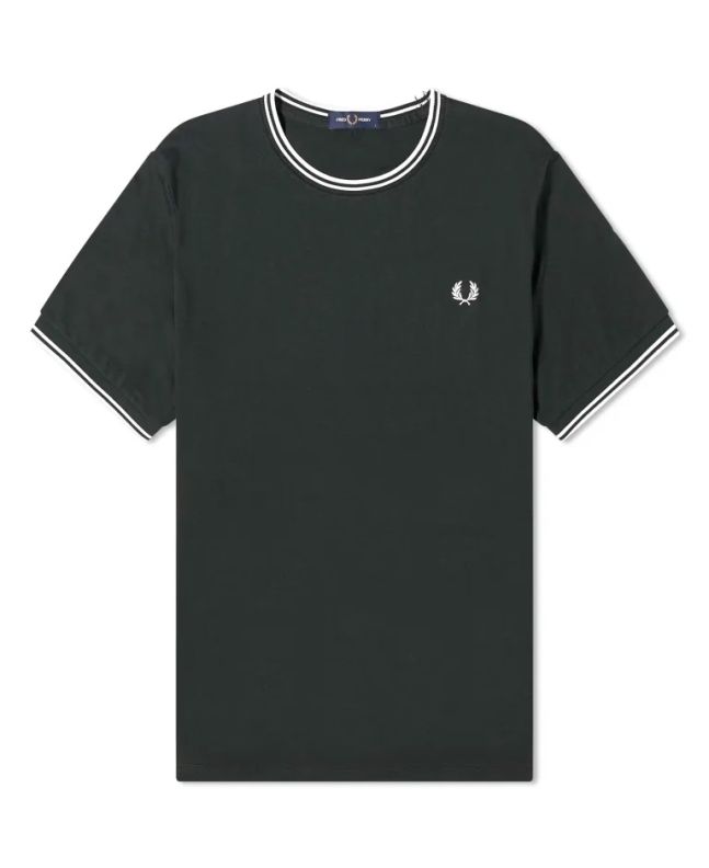spezial madrid Fred Perry Twin Tipped Tee Night Green & Snow White