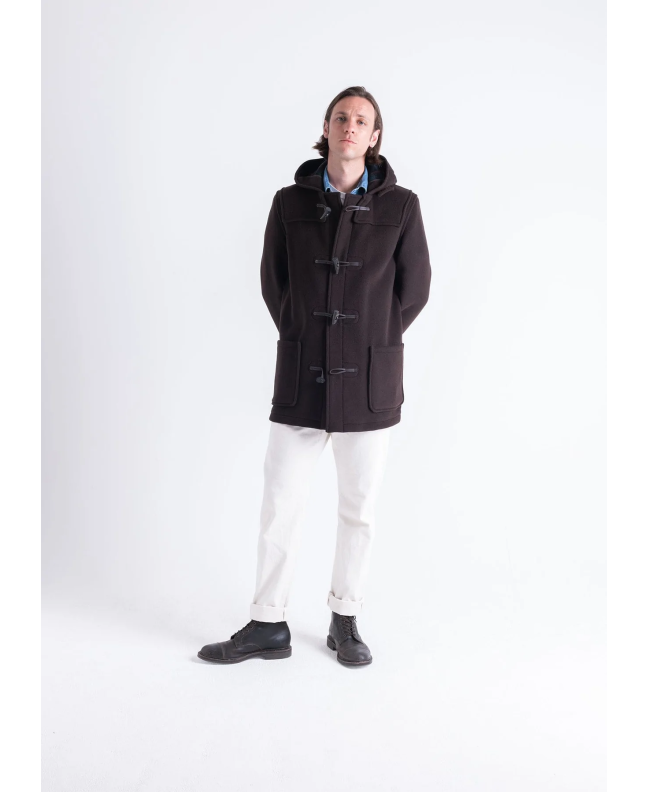 Spezial Madrid Gloverall Mid Length Duffle Coat Brown Tartan