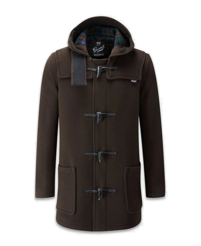 spezial madrid Gloverall Mid Length Duffle Coat Brown Tartan