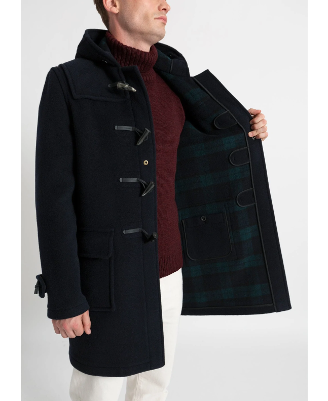 Spezial Madrid Gloverall Morris Duffle Coat Navy Black Watch