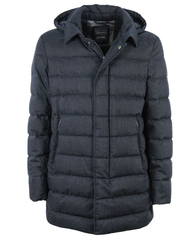 Spezial Madrid Herno Laminar Wool Hooded Down Jacket Blue
