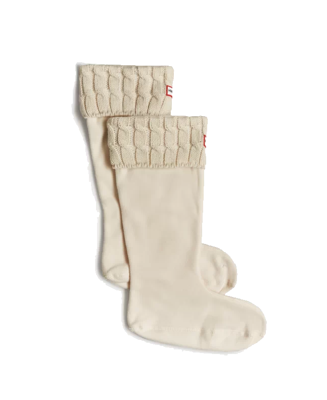 spezial madrid Hunter Original Recycled 6 Stitch Cable Cuff Tall Boot Socks White