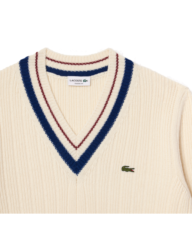 Spezial Madrid Lacoste Carded Wool Tennis Sweater White