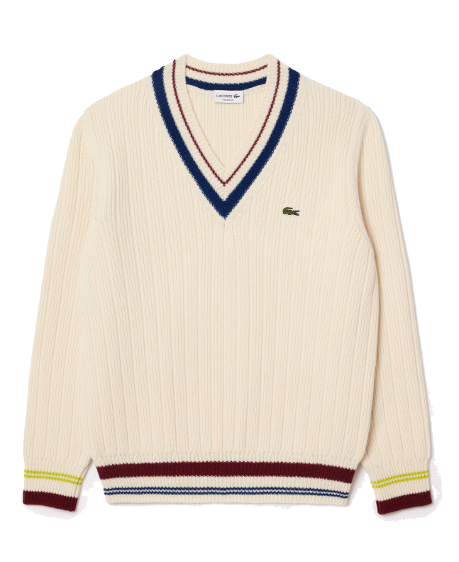 spezial madrid Lacoste Carded Wool Tennis Sweater White