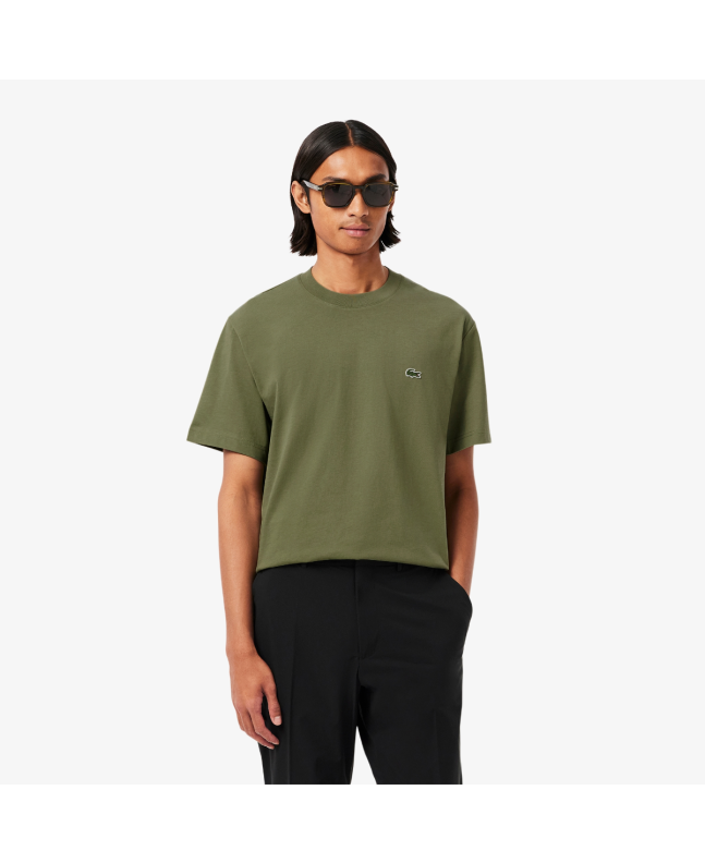 Spezial Madrid Lacoste Classic Fit Cotton Knit Tee Khaki Green