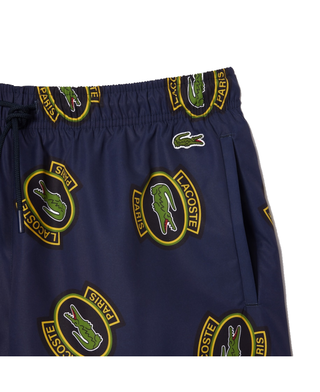 Spezial Madrid Lacoste Cocodrile Print Short Swimming Navy Blue & Yellow
