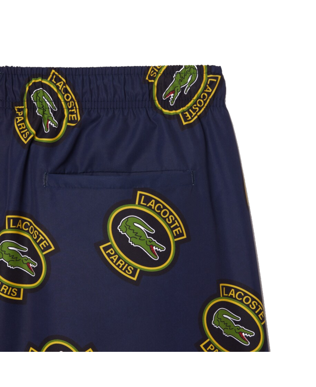 Spezial Madrid Lacoste Cocodrile Print Short Swimming Navy Blue & Yellow