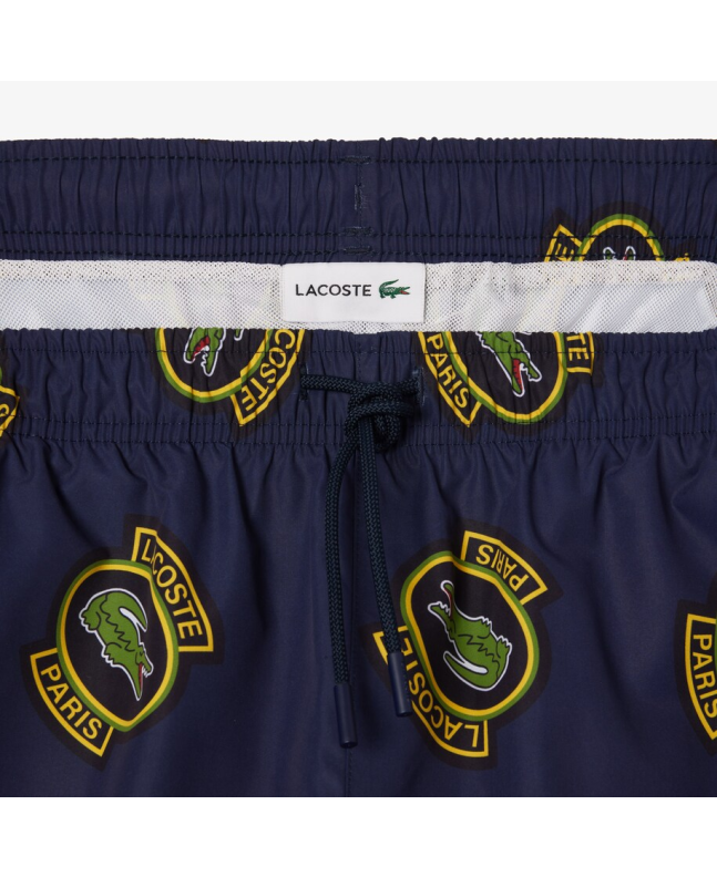 Spezial Madrid Lacoste Cocodrile Print Short Swimming Navy Blue & Yellow