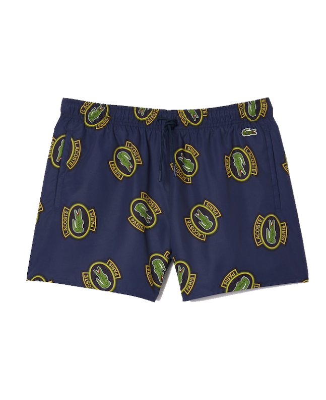 Spezial Madrid Lacoste Cocodrile Print Short Swimming Navy Blue & Yellow