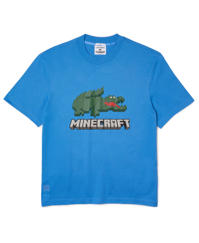 spezial madrid Lacoste Crew Neck Minecraft Crocodile Tee Blue