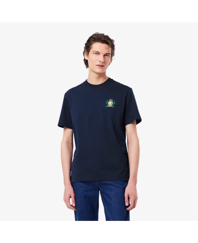 Spezial Madrid Lacoste French Made Embroidered Badge Tee Navy Blue