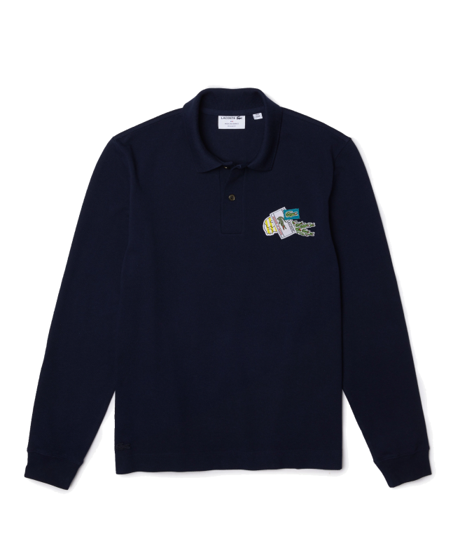 spezial madrid Lacoste Holiday Long Sleeved Polo crocodile badge Dark Navy