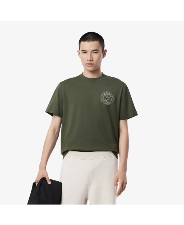Spezial Madrid Lacoste Jersey Printed Badge Knit Tee Khaki Green