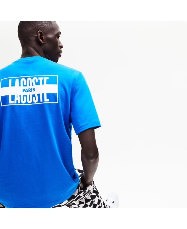 Spezial Madrid Lacoste Live Back Print Cotton Tee Blue & White