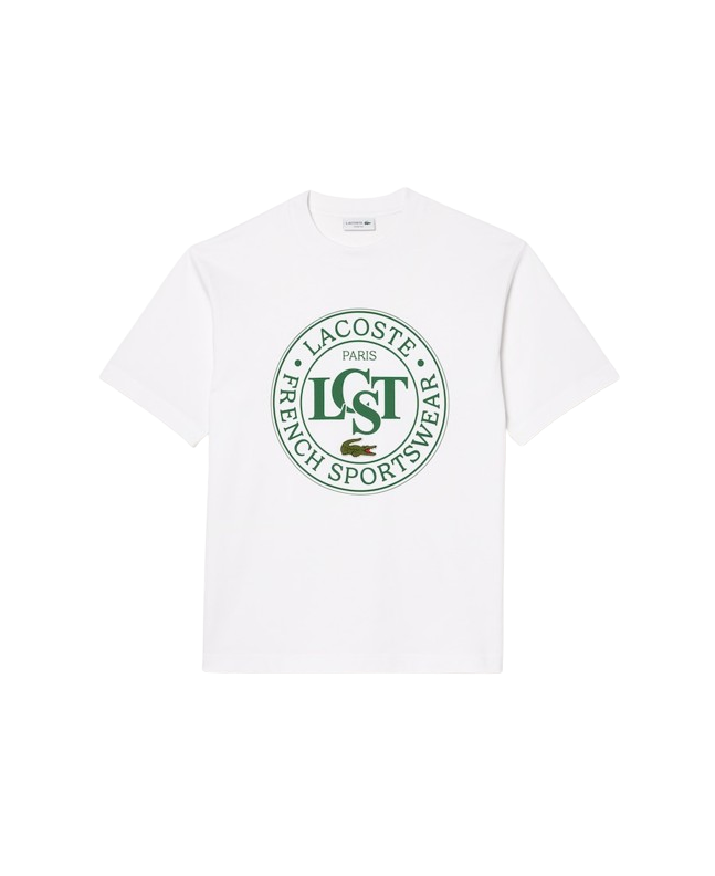 spezial madrid Lacoste Loose Fit Jersey Printed Tee White