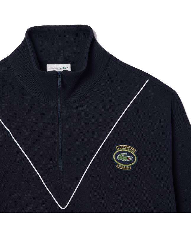 Spezial Madrid Lacoste Loose Fit Jogger Pique Zipper Sweatshirt Navy Blue