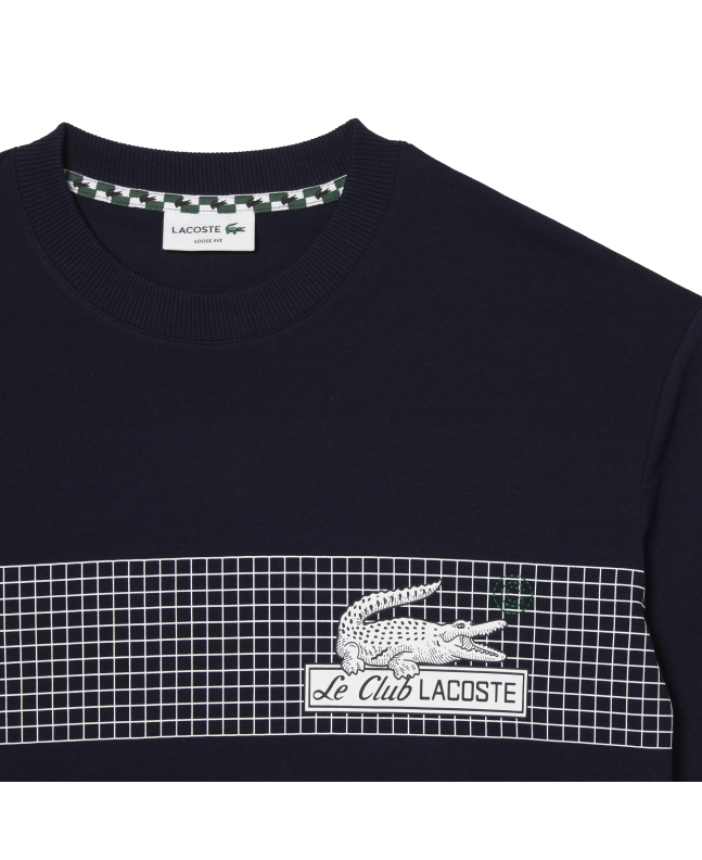 Spezial Madrid Lacoste Loose Fit Tennis Print Tee Navy