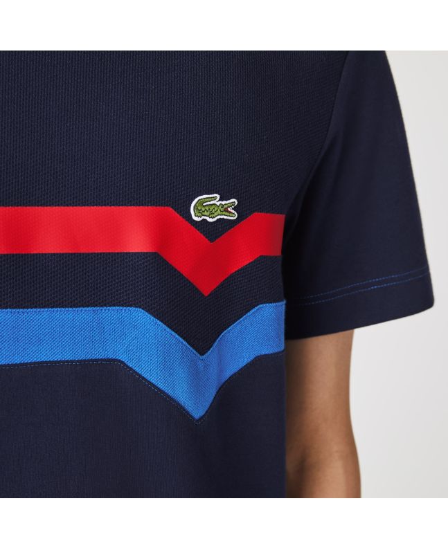 Spezial Madrid Lacoste "Made In France" Striped Organic Cotton Tee Navy Blue