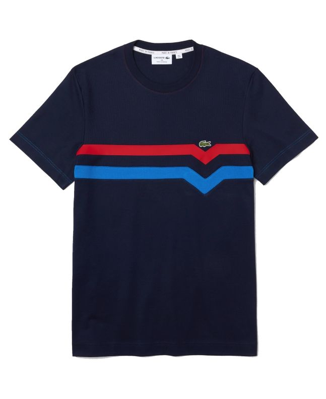 spezial madrid Lacoste "Made in France" Striped Organic Cotton Tee Navy Blue