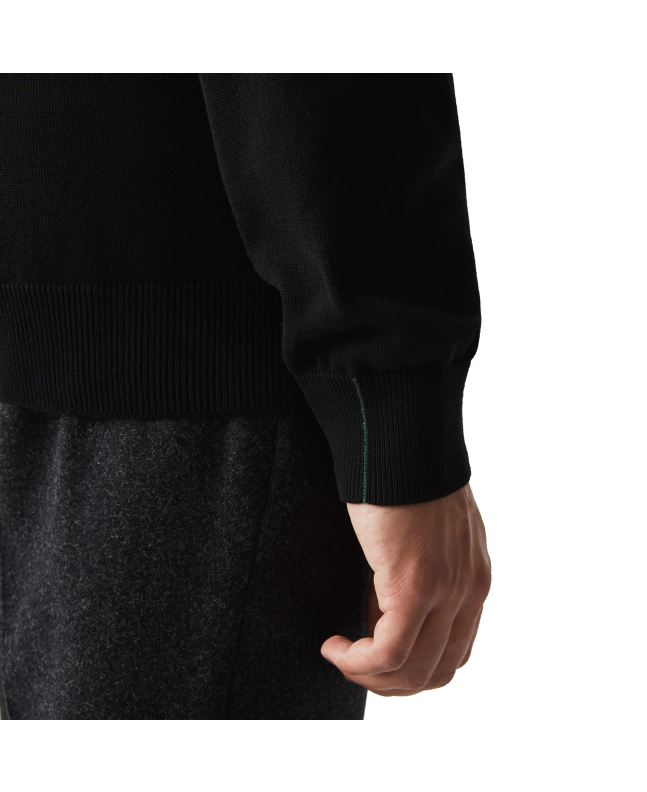 Spezial Madrid Lacoste Organic Cotton V-Neck Sweater Black