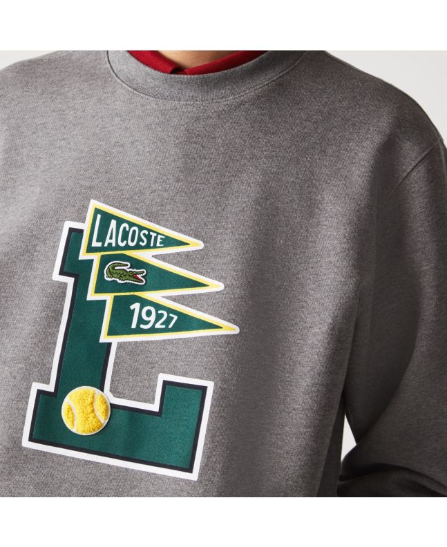 Spezial Madrid Lacoste Pennants L Badge Cotton Fleece Sweatshirt Grey