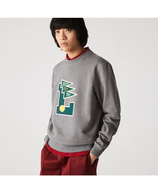 Spezial Madrid Lacoste Pennants L Badge Cotton Fleece Sweatshirt Grey