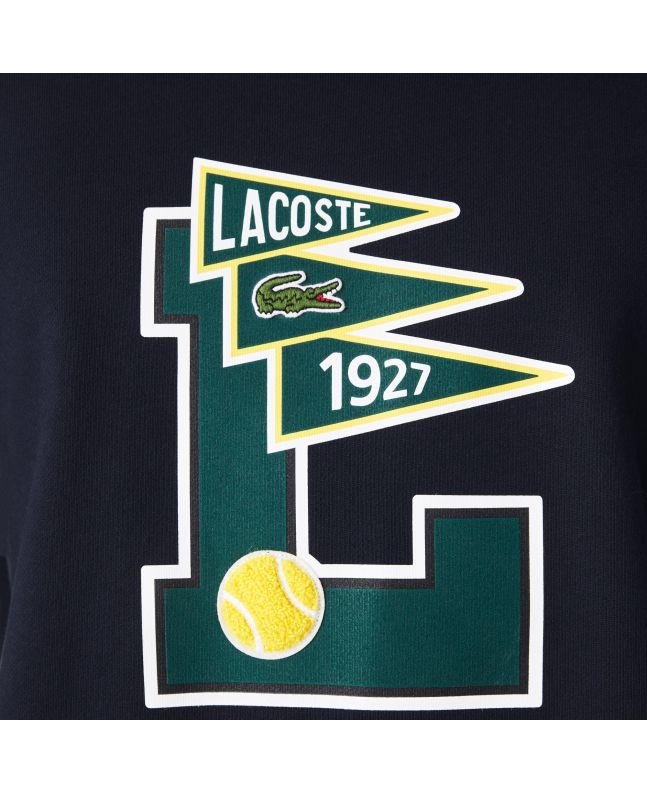 Spezial Madrid Lacoste Pennants L Badge Cotton Fleece Sweatshirt Navy Blue
