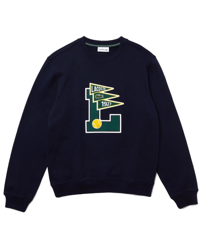 spezial madrid Lacoste Pennants L Badge Cotton Fleece Sweatshirt Navy Blue